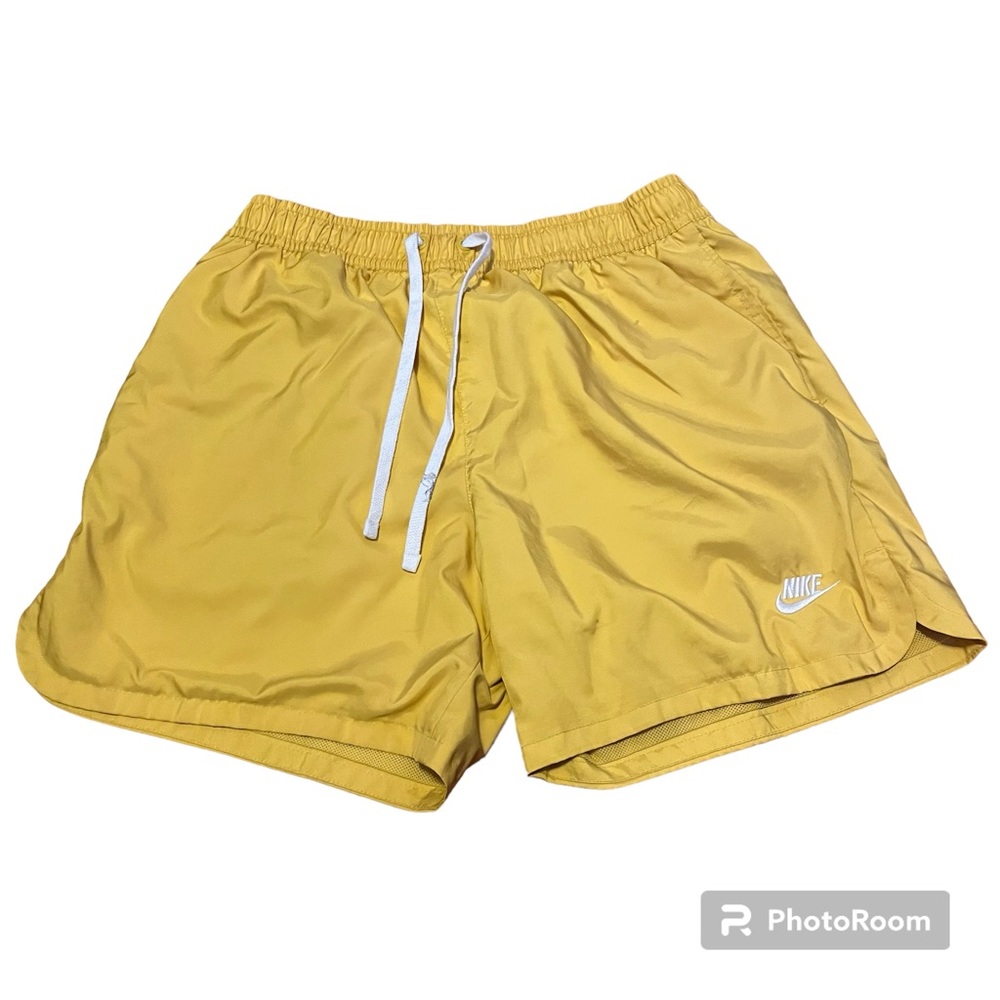 Original Men’s Nike Yellow Woven Shorts, Size L, with Drawstrings